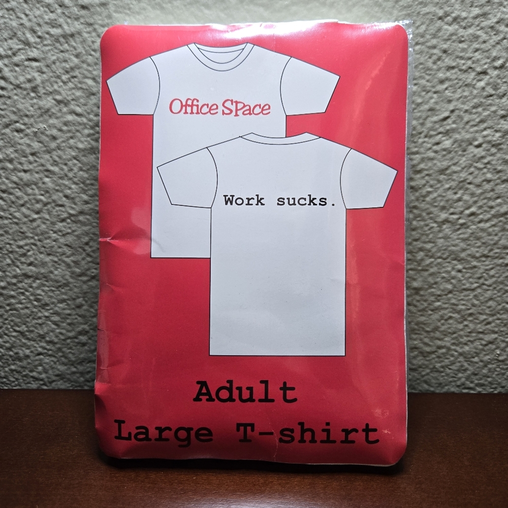 "Office Space/ Work Sucks" Large T-shirt - White